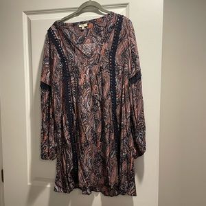 Long sleeve paisley dress